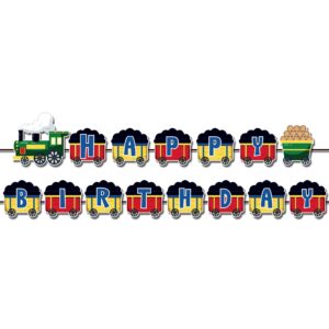 Train Happy Birthday Banner Train Birthday Party Banner Decorations Railroad Happy Birthday Party Sign Decorations for Train Theme Birthday Baby Shower Party Supplies