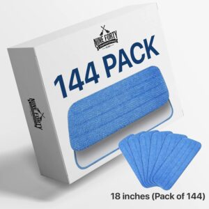 NINE FORTY | 144 Pack | 18 Inch Microfiber Dust Mop Refill - Washable, Streak-Free Cleaning - Compatible with Flat Frame Kits - Ideal for Wet or Dry Flat Hardwood, Tile & Laminate Floors | (144-Pack)