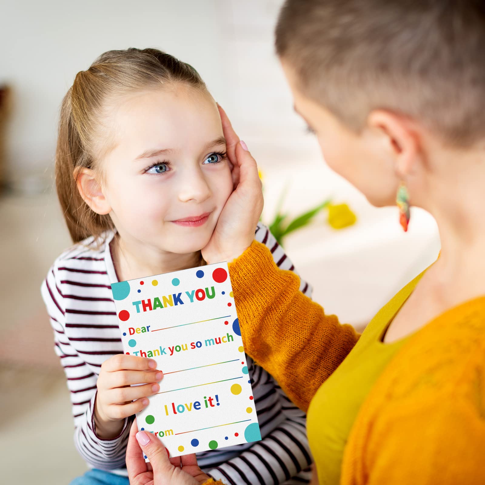 Sherr 200 Pcs Kids Thank You Card with Envelopes Fill in the Blank Rainbow Thank You Notes Birthday Postcard Colorful Dot Cardstock Confetti Appreciation Greeting Gift for Boy Girl Graduation