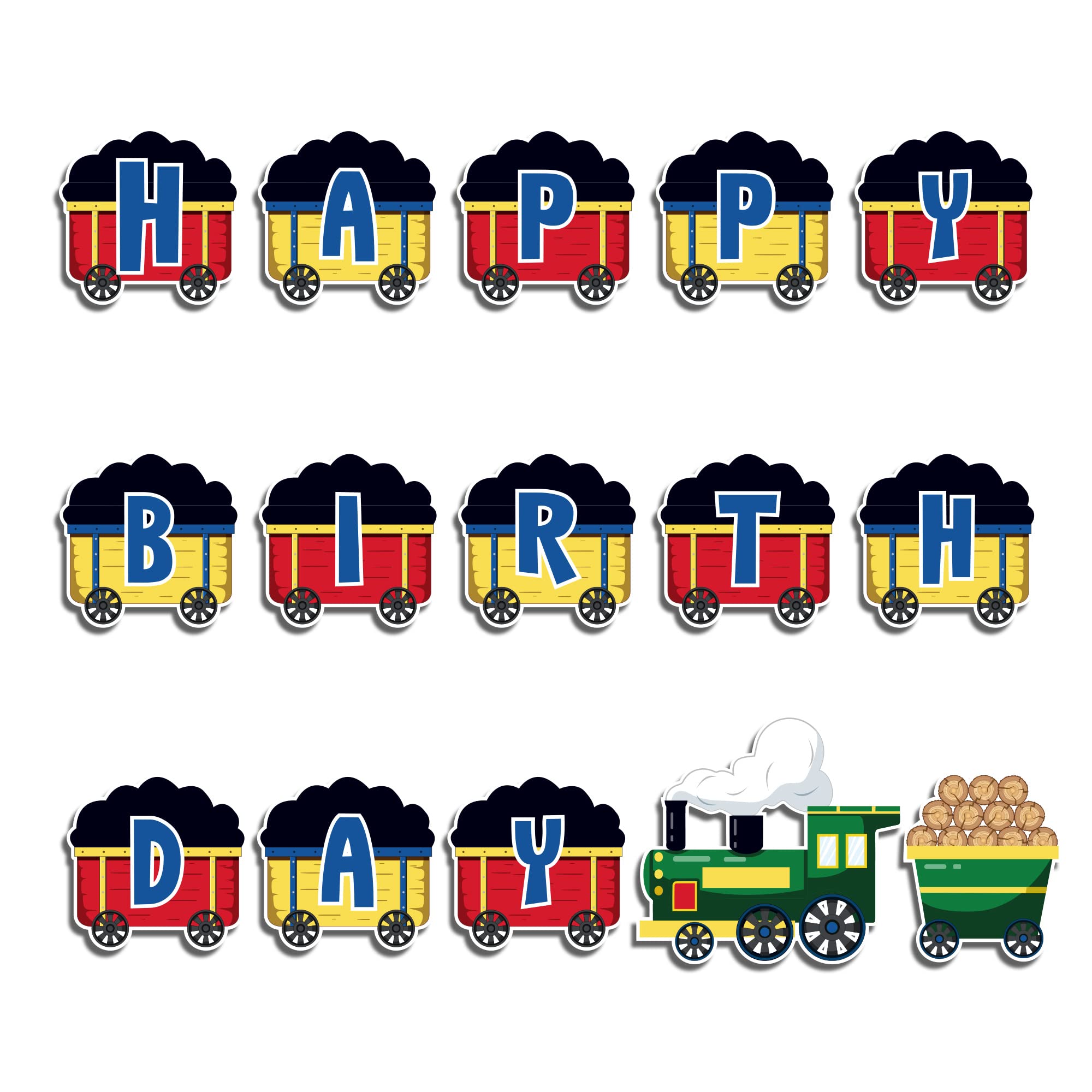 Train Happy Birthday Banner Train Birthday Party Banner Decorations Railroad Happy Birthday Party Sign Decorations for Train Theme Birthday Baby Shower Party Supplies