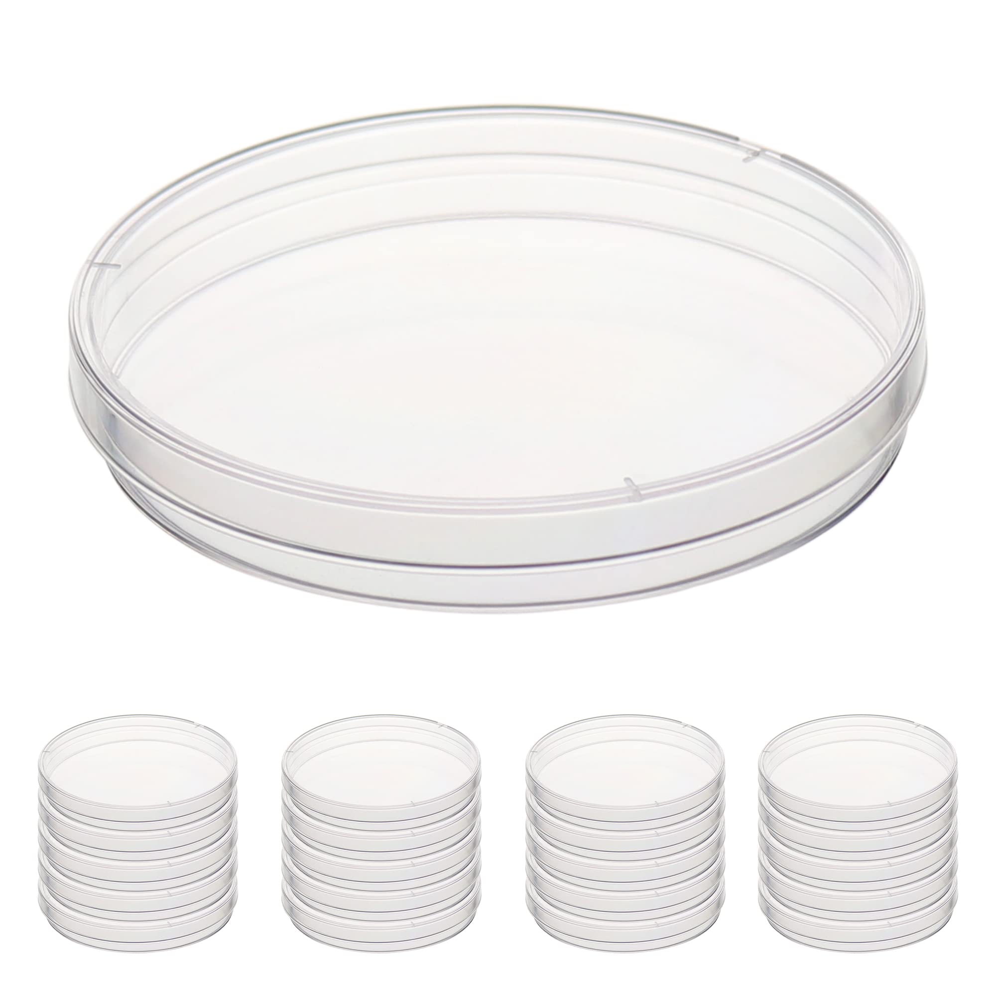 Maccx Sterile Plastic Petri Dishes with Lid, 20 PCS of Dia.150mm*15mm Clear Petri Plate, with 3 Vents for Classroom, Laboratory, Science Party, PPD150-020