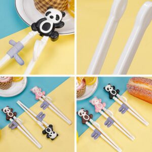 Training Chopsticks 2 Pairs for Kids Cute Animal Shape Children Learning Chopsticks helper Non-slippery Reusable and Dishwasher Safe (Green+Blue)