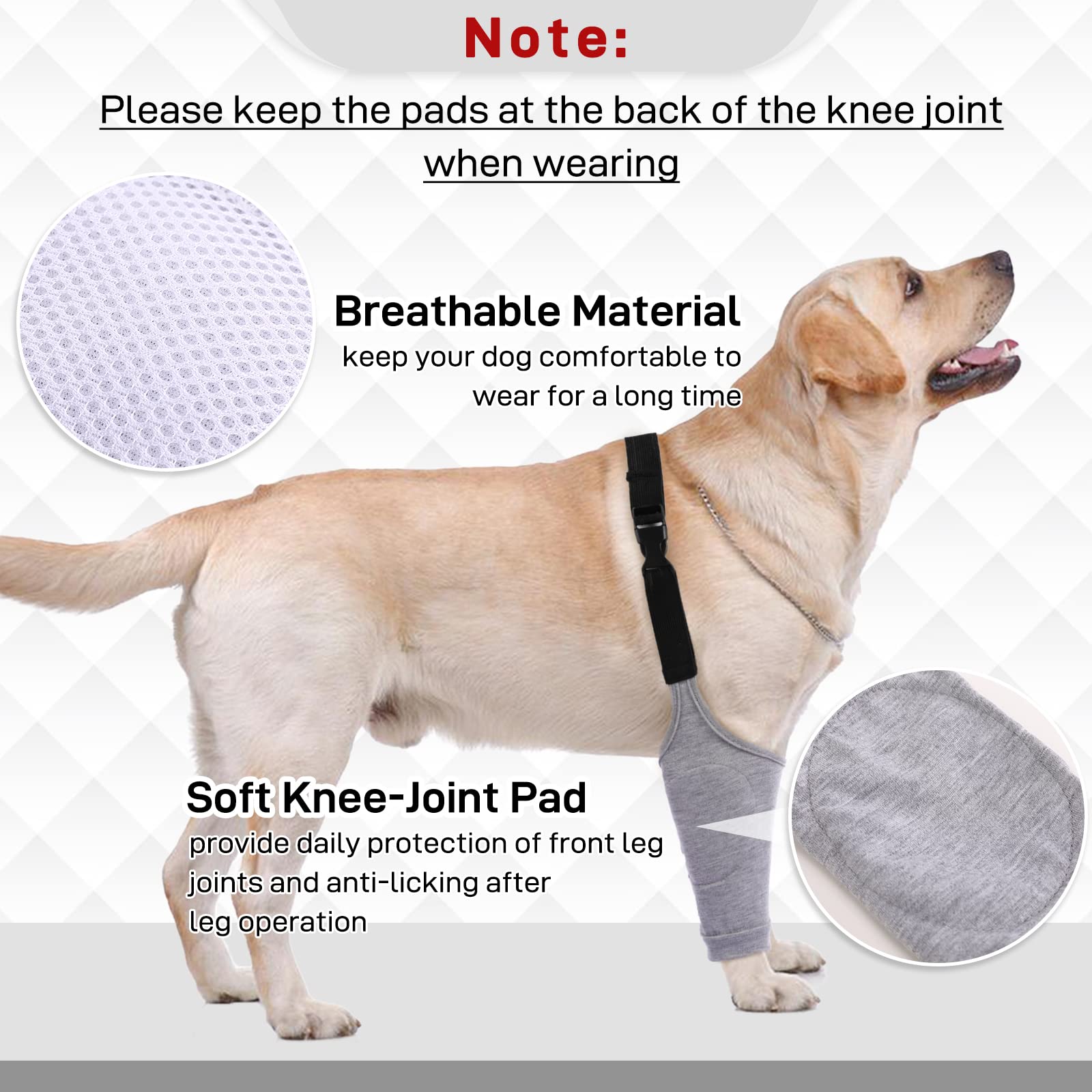 Dog Recovery Suit Front Legs, Dog Recovery Sleeve After Surgery with Elastic Band, Protective Elbow Protector for Medium Large Dogs, Dog Cone Alternative to Stop Licking Leg Wounds,Grey,XL