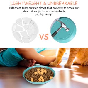 HMDZMR Cat Bowls for Food and Water, 6 inch Whisker Fatigue Free Cat Food Bowl, Unbreakable Wheat Straw Cat Dishes, Environment Friendly Pet Feeding Plate (8 Pcs)