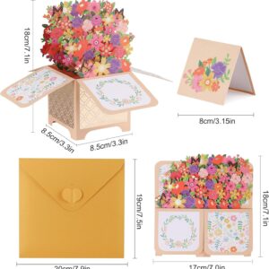 Giiffu Flower Pop Up Card, Colorful Flowers & Butterflies, Handmade 3D Greeting Cards For Her with Note Card and Envelope for All Occasion, Mothers Day, Thanksgiving, Thank You Card(7" x 6.7")