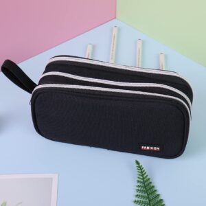 Global Park Big Capacity Pencil Case Large Storage Pencil Pouch Canvas Stationery Organizer Bag School Supplies for College Students Teens Girls Boys Adults(Black)