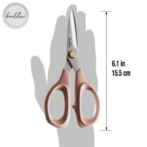 Beaditive Sewing Scissors - 6-Inch Stainless Steel Fabric Scissors - Professional Scissors With Serrated Blade for Cloth Cutting & Quilting - Comfortable Craft Tailor & Dressmaker Shears – Light Coral