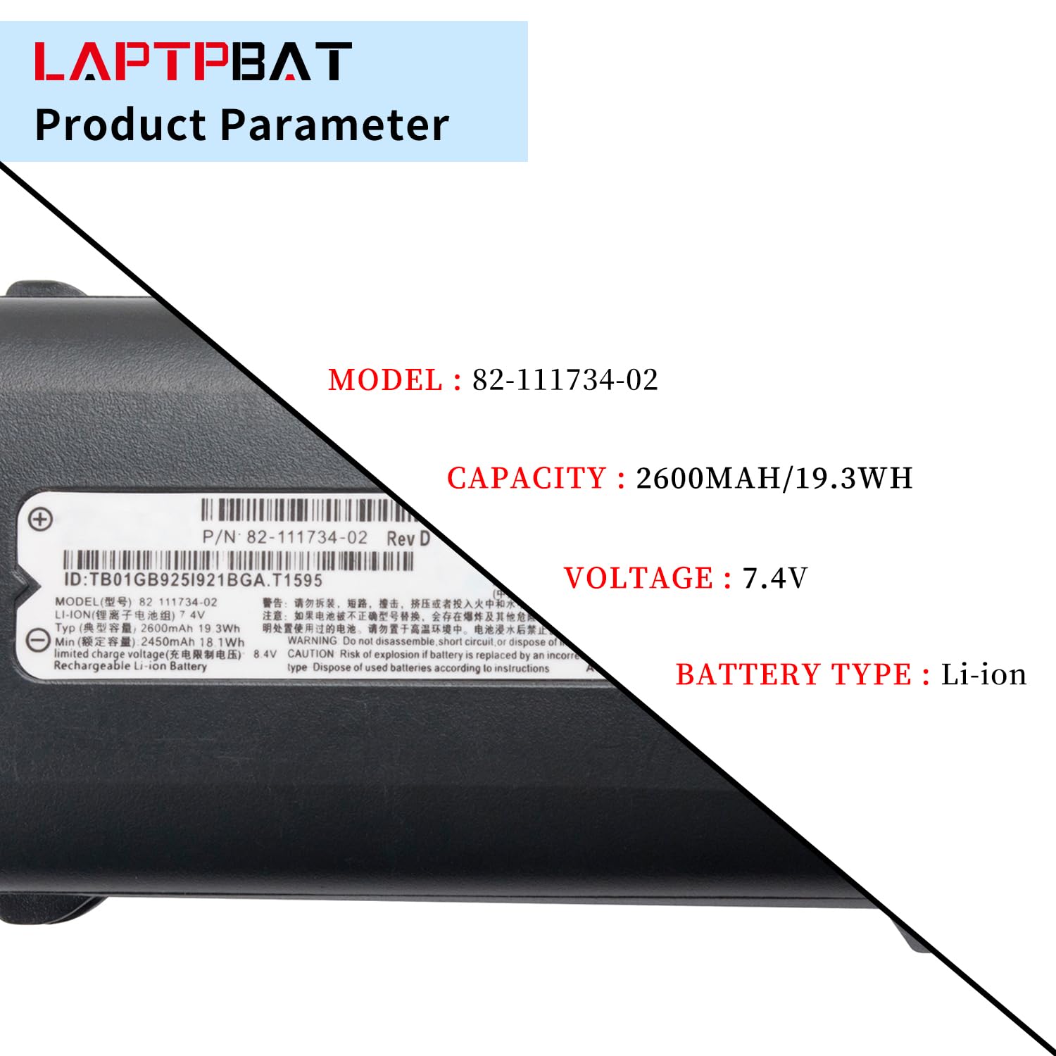 82-111734-01 82-111734-02 Replacement Battery for Zebra & Symbol MC9000 Series MC9050 MC9060 MC9090 MC9190 MC92N0 Barcode Scanner 82-111734-01 82-111734-02