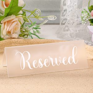 Teling 16 Pcs Acrylic Reserved Table Signs for Wedding Guest Reservation Seat Signs Waterproof Double Sided Reserved Tent Signs for Wedding Birthday Party Restaurants Meeting Chair Business Office