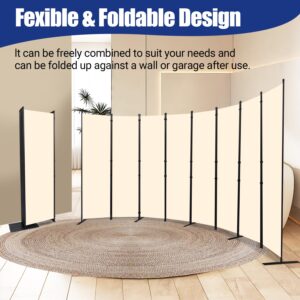 Room Divider and Folding Privacy Screens 8 Panel, 14.67 Ft Wide Partition Room Dividers, Portable Room Divider Panel for Room Separtition, Large Wall Dividers for Room, Office, School,Studio Beige