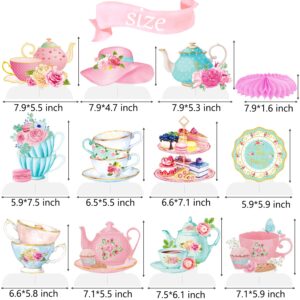 Tea Party Honeycomb Centerpieces Princess Tea Party Decorations Teapot Table Decorations 11Pcs Flroal Tea Birthday Party Table Centerpieces for Baby Shower Party Mother's Day Tea Party Supplies