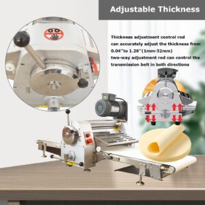 INTBUYING Countertop Dough Sheeter Machine 24in Reversible Pastry Dough Roller Press Sheeter Dough Flatten Laminator Pie Crisp Sheets Folding Machine Danish Pastry Machine 0.04"-1.26" Thickness 110V