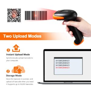 Tera Wireless 2D QR Barcode Scanner with Stand, 3 in 1 Compatible with Bluetooth & 2.4GHz Wireless & USB Wired Bar Code Reader Handheld HW0001