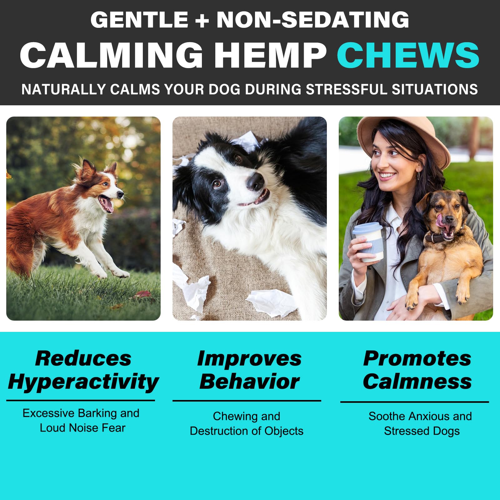 Oimmal Hemp Calming Chews for Dogs, Dog Anxiety Relief Calming Treats, Dog Calming Treats for Separation, Barking, Stress Relief, Thunderstorms, Calming Dog Treats Calming Aid (Duck 150chews)