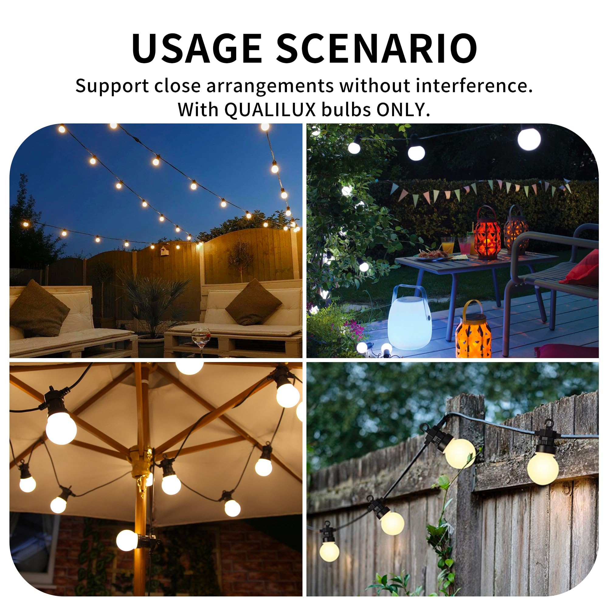 Qualilux A15 Small Dusk to Dawn Light Bulbs Outdoor 450LM, Daylight, 5W=40W, Auto On/Off Non-Dimmable Replacement LED Bulb for String Lights, Porch, Patio, Garden, E26 Base, 4-Pack, HQ-H031