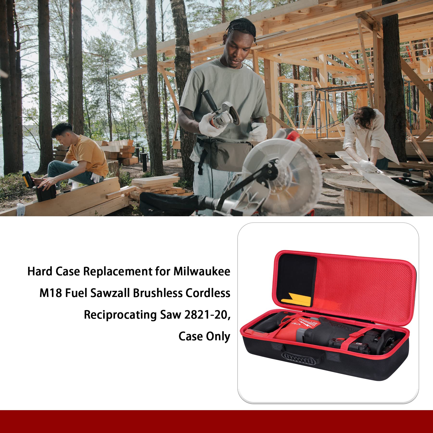 Khanka Hard Case Replacement for Milwaukee M18 Fuel Sawzall Brushless Cordless Reciprocating Saw 2821-20, Case Only