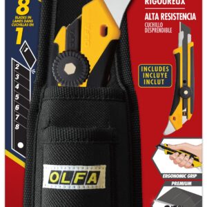 OLFA 18mm Heavy-Duty Utility Knife with Holster Pouch (L-5/PCH) - Reinforced Fiberglass Handle & Snap-Off Blade, Replacement Blades: Any OLFA 18mm Blade