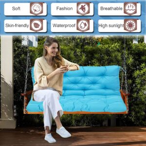 DHIJUPNG Replacement Cushions for Outdoor Swing, Waterproof Porch Bench Swing Cushions 2 Seater for Outdoor Furniture, Thicken 4" Patio Swing Cushions Suitable for 38-42" Swings(Sky Blue 40x40in)