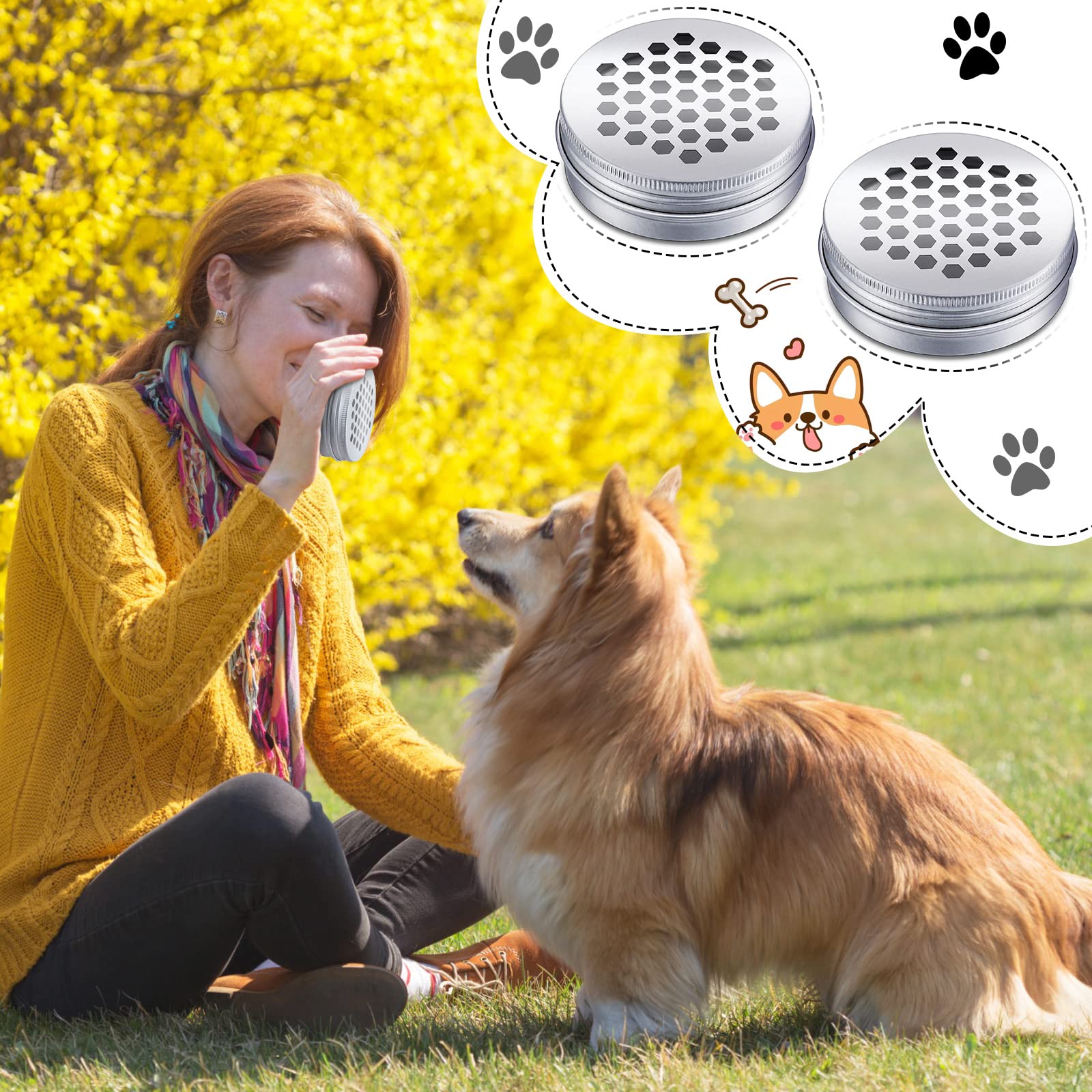 Oudain 12 Pack Dog Scent Work Tins, Dog Scent Training Box, Dog Nose Metal Container with 12 Magnetic Dots, Dog Scent Training Kit Smell Training Canisters Aluminum Cans for Dogs Training (Hexagon)