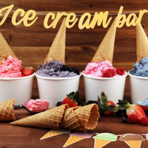 Kisston 5 Pcs Ice Cream Decorations Ice Cream Bar Banner Ice Cream Party Decorations Ice Cream Bar Supplies Garland Ice Cream Sign for Birthday Party, Baby Shower, Summer Holiday, Bachelorette Decor