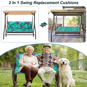 Replacement Cushions for Outdoor Swing, Waterproof Porch Bench Swing Cushions 2 Seater for Outdoor Furniture, Thicken 4" Patio Swing Cushions Suitable for 38-42" Swings(Green Flowers 40x40in)