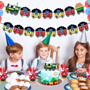 Train Happy Birthday Banner Train Birthday Party Banner Decorations Railroad Happy Birthday Party Sign Decorations for Train Theme Birthday Baby Shower Party Supplies