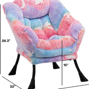 ALIMORDEN Kids Lazy Chair, Glow in The Dark Lovely Unicorn Patterns Toddler Chair, Steel Frame Leisure Sofa with Armrests, Super Soft and Comfy