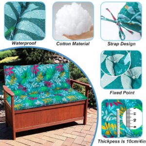 Replacement Cushions for Outdoor Swing, Waterproof Porch Bench Swing Cushions 2 Seater for Outdoor Furniture, Thicken 4" Patio Swing Cushions Suitable for 38-42" Swings(Green Flowers 40x40in)