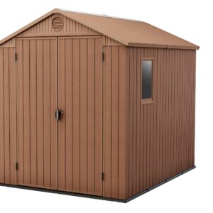 Keter Darwin 6x8 Resin Outdoor Storage Shed Kit-Perfect to Store Patio Furniture, Garden Tools Bike Accessories, Beach Chairs and Lawn Mower, Brown