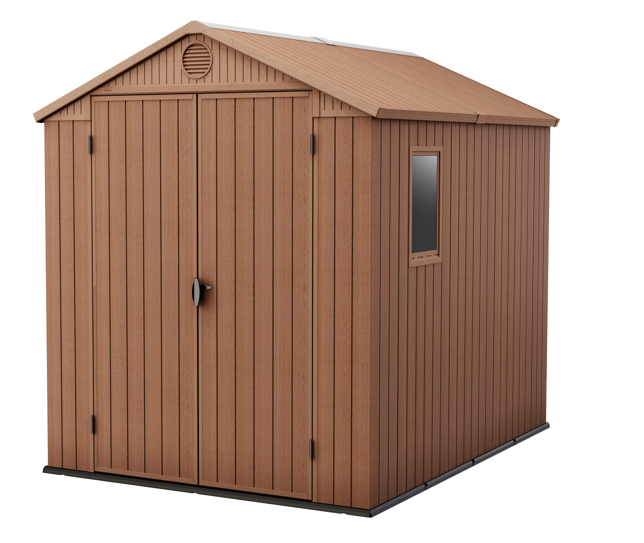 Keter Darwin 6x8 Resin Outdoor Storage Shed Kit-Perfect to Store Patio Furniture, Garden Tools Bike Accessories, Beach Chairs and Lawn Mower, Brown