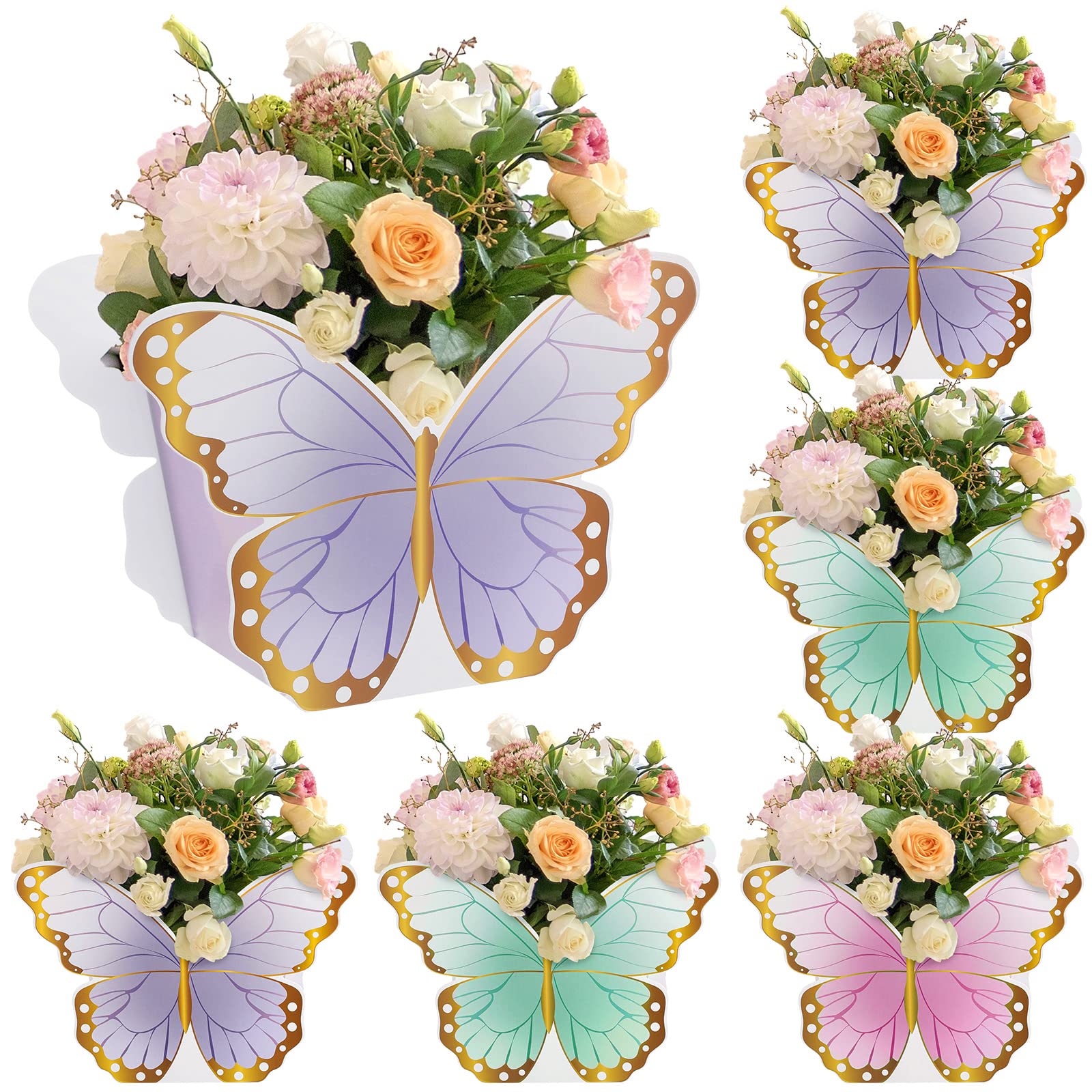 Fuutreo 6 Pcs Butterfly Centerpieces for Baby Shower Birthday Tea Party Favors Décor, Butterfly Decorations for Tables, Butterfly Themed Party Supplies Wedding