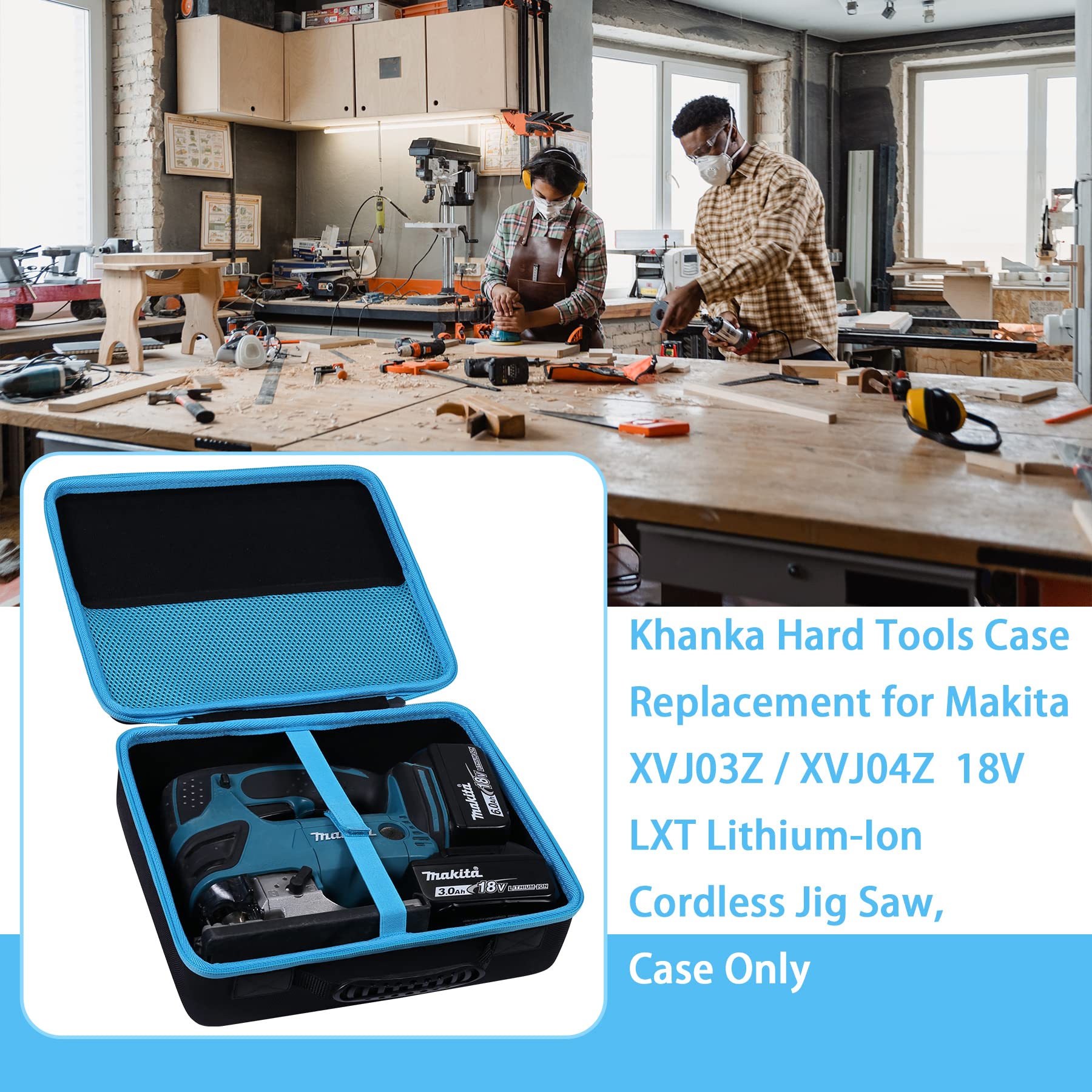 khanka Hard Case Replacement for Makita XVJ03Z 18V LXT Lithium-Ion Cordless Jig Saw, Case Only