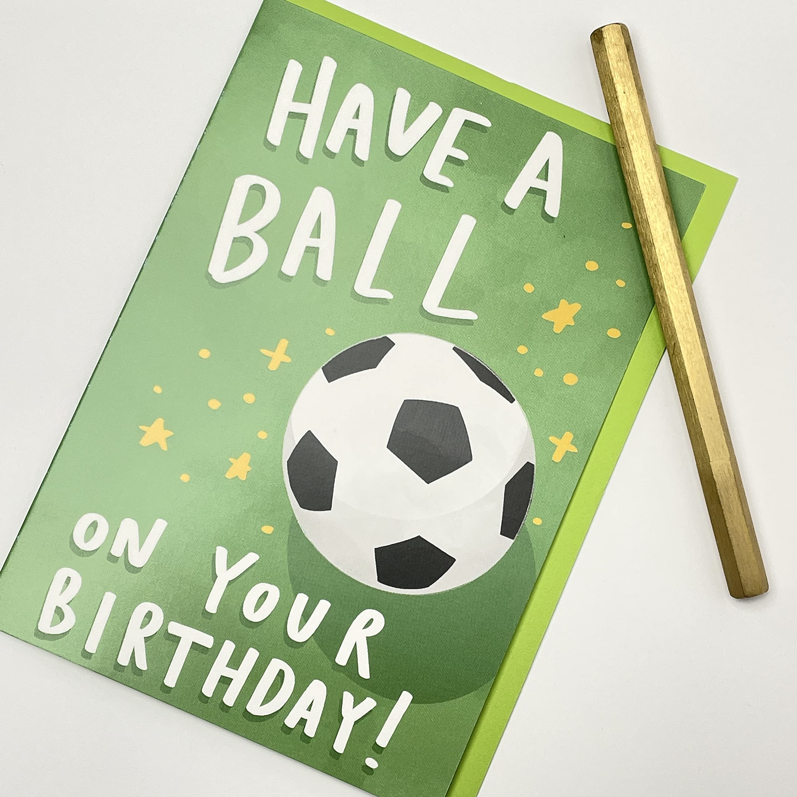 Old English Co. Football Birthday Card for Him - 'Have a Ball' Footie Greeting Card for Son, Dad, Brother, Daughter - Sports Birthday Card for Men and Women | Blank Inside with Envelope