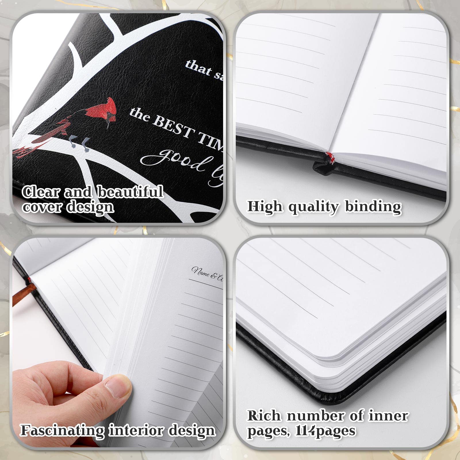 Yingzhao Memorial Funeral Guest Book with Pen 144 Pages Cardinal Funeral Guest Book for Memorial Service Celebration of Life Party Supplies in Loving Memory Guest Sign in Book(A Limb)