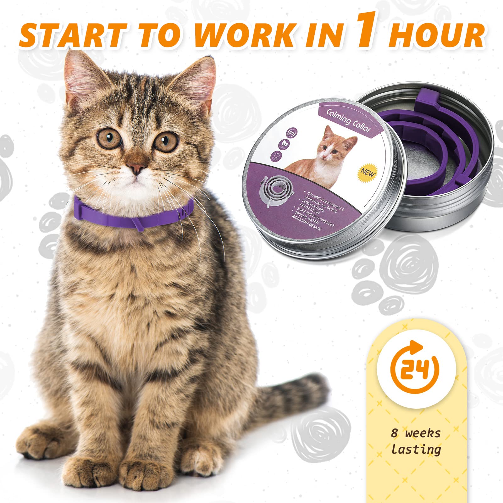 Qualirey 3 Pcs Cat Adjustable Calming Collar, Reduce Anxiety Cat Collars for Pets, Calm Collar Pacify Kitten, Suitable for Small, Medium and Large Cats, 15 Inches (Purple)