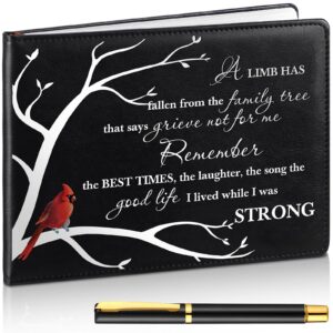 yingzhao memorial funeral guest book with pen 144 pages cardinal funeral guest book for memorial service celebration of life party supplies in loving memory guest sign in book(a limb)