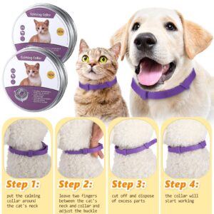 Qualirey 3 Pcs Cat Adjustable Calming Collar, Reduce Anxiety Cat Collars for Pets, Calm Collar Pacify Kitten, Suitable for Small, Medium and Large Cats, 15 Inches (Purple)