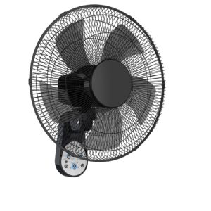 mirdred wall mount fan, 16 inch 5 blades 5 speeds wall fan with remote control, 90 degree 8 hour timer oscillating fan for bedroom home kitchen, black