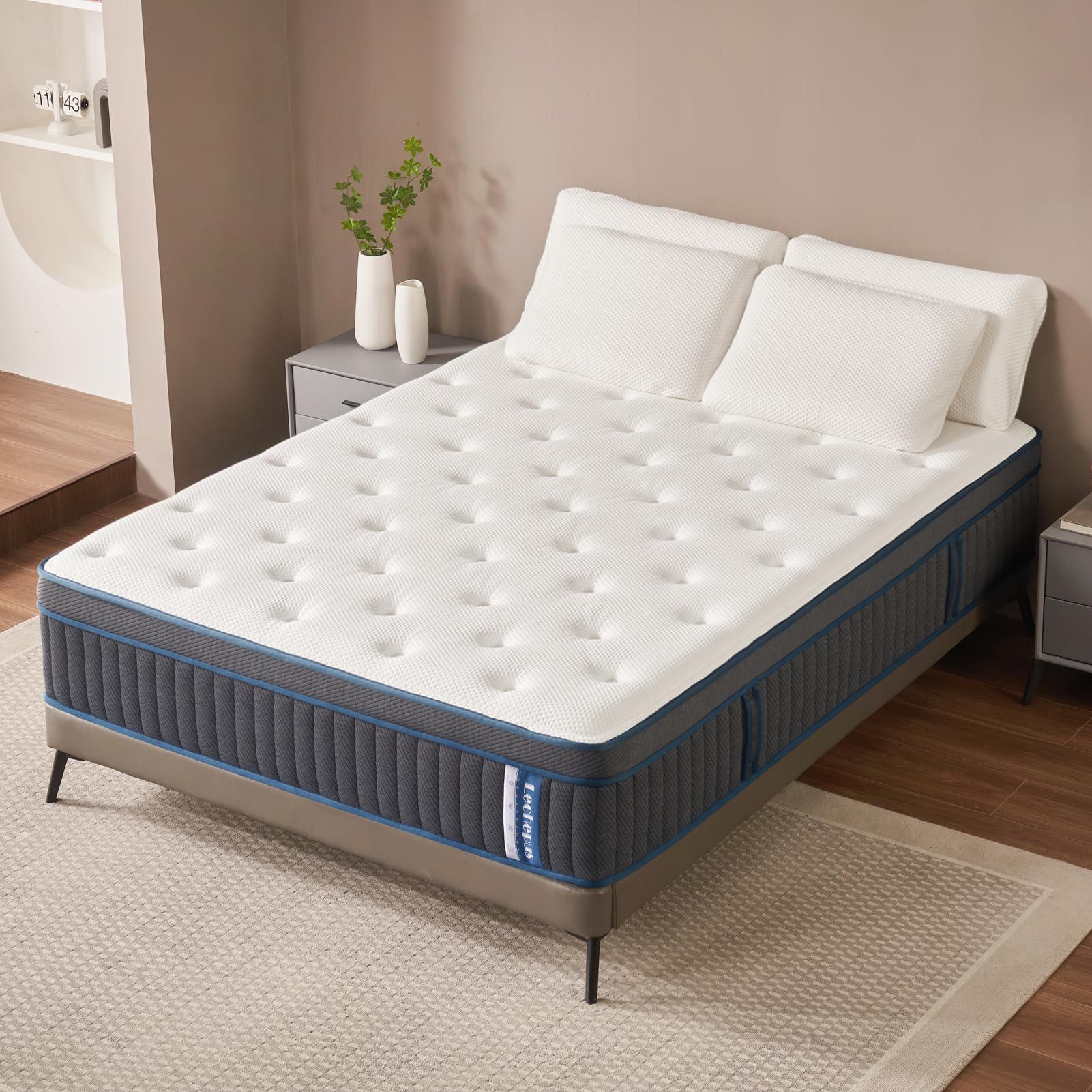 Full Mattress, Lechepus 14 Inch Hybrid Mattress, Medium Plush Gel Memory Foam and Pocket Springs Mattress in Box,Fiberglass Free, Medium Full Size Mattress for Back Pain Relief, 54" X 75" X 14"