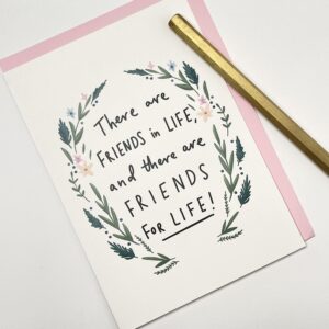 Old English Co. Friendship Card for Her - 'Friends for Life' Thank You Greeting Card for Women - Thinking of You Card for Bff, Best Friend, Sister | Blank Inside with Envelope