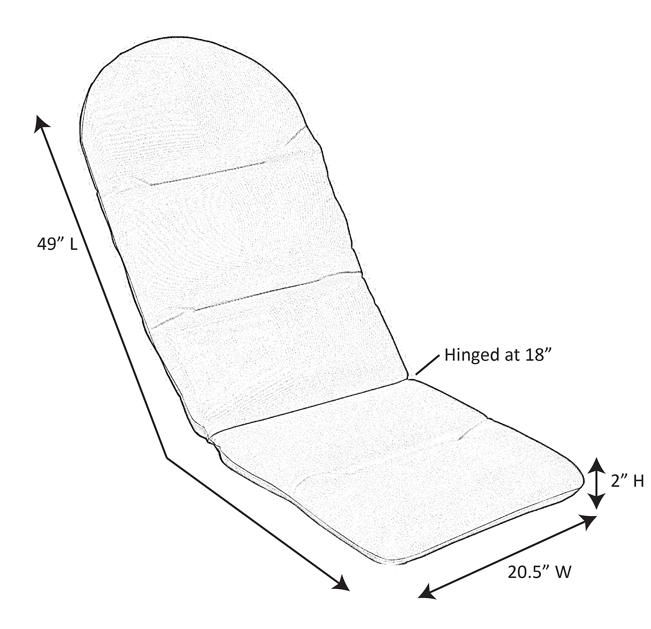 Naturesroom Sunbrella Patio Cushions - 20.5" W x 49" L x 2" T, Outdoor Adirondack Chair Cushion with Comfort, Style & Durability Designed for Outdoor Living - Made in The USA