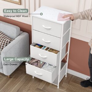 Crestlive Products Tall Dresser Vertical Storage Tower - Sturdy Steel Frame, Wood Top, Easy Pull Fabric Bins - Organizer Unit for Bedroom, Hallway, Entryway, Closets - 5 Drawers(White)