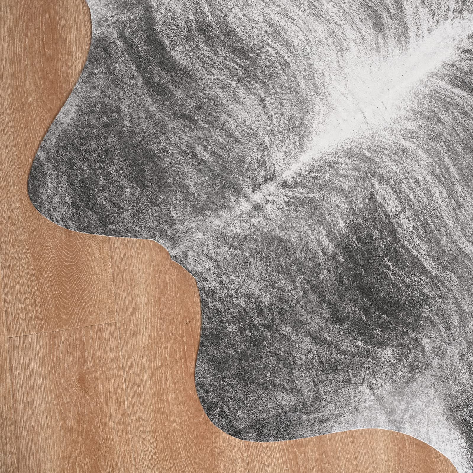 Softlife Faux Cowhide Rug, 2.5x3.6 Feet Cow Hides and Skins Carpet for Living Room Western Rug for Decorating Dorm Room Cute Cow Area Rugs for Home Faux Animal Fur Rug, Grey