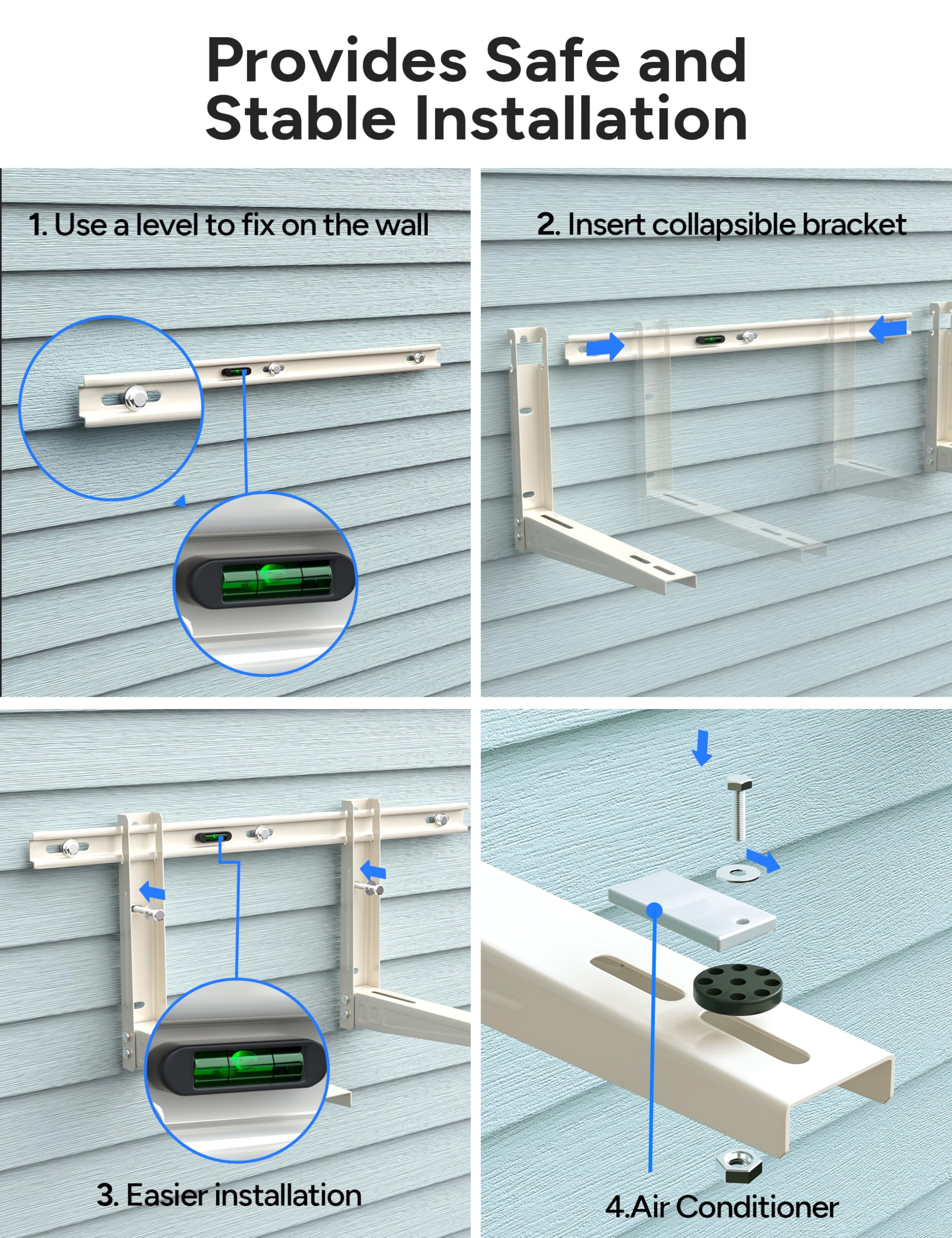 Toutgood Outdoor Mini Split Wall Mounting Bracket, Heavy-Duty Wall Bracket for 7000 Btu to 12000 Btu Ductless Mini Split Air Conditioner AC Heat Pump Systems , Max 400 Lb Capacity