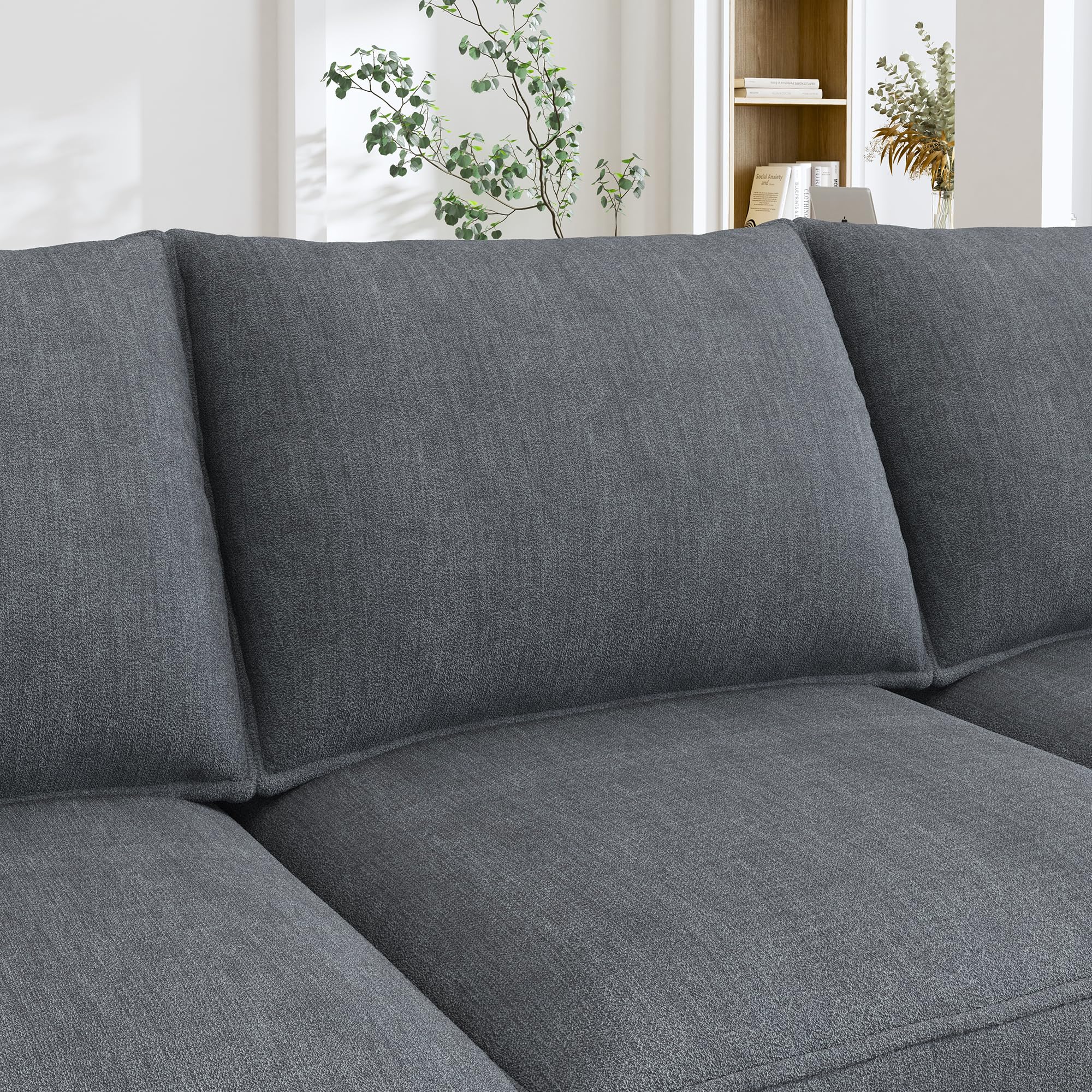 HONBAY Modular Sectional Sleeper Sofa with Storage Reversible Modular Sofa Couch Oversized Sleeper Sectional Sofa Modular Couch Bluish Grey