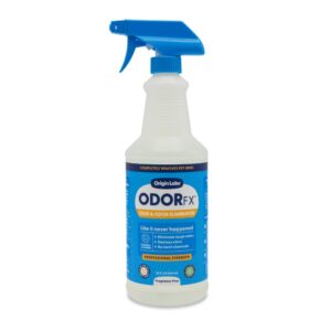 origin labs odorfx pet stain and odor remover for pet stains and odors, fragrance free rug, upholstery, and carpet cleaner solution, probiotics and enzyme cleaner spray no harsh chemicals, 32 fl oz