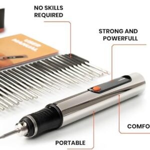 Culiau's Customizer Engraving Pen: Ultimate Cordless Portable for Artists & DIYers - Engrave 50+ Surfaces - Beginner Friendly - Rechargeable - Free 30 Bits & Mastery Guide