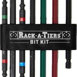 Rack-A-Tiers Rough-In Bit Kit - 7 pcs Driver Bit Set, Electrical Bits, Double Ended Impact Bits, Electrician Drill Bit Kit, Electrical Rough-In Impact Bits (Rough-In Kit) (72711)