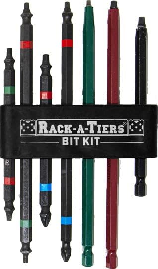 Rack-A-Tiers Rough-In Bit Kit - 7 pcs Driver Bit Set, Electrical Bits, Double Ended Impact Bits, Electrician Drill Bit Kit, Electrical Rough-In Impact Bits (Rough-In Kit) (72711)