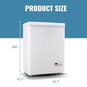 DEMULLER Chest Freezer Small Deep Freeezer with 2 Removable Baskets, Compact Freezer with Digital Control Panel accurate to 1 ℉, Mini Freezer for Homes Garages Basements White